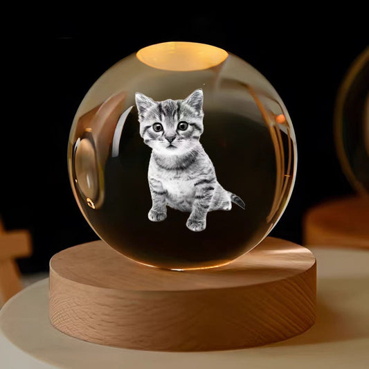 Custom Pet Crystal Glass Ball Keepsake | Pet Memorabilia|Pet Toys